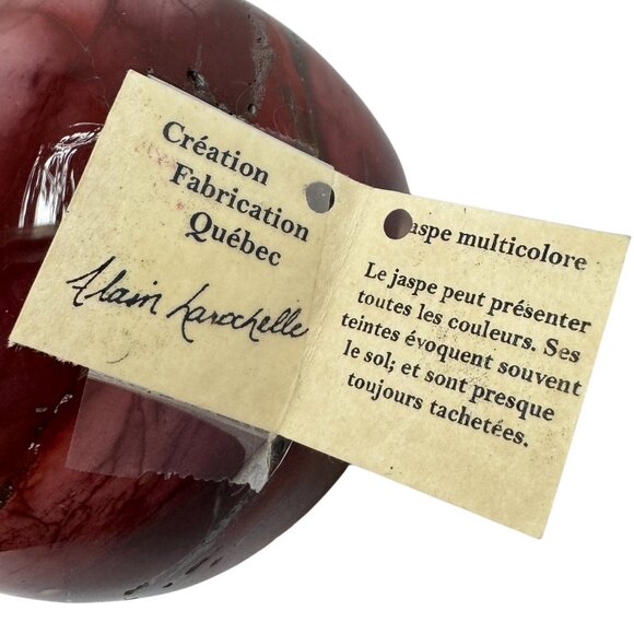 Carved Jasper Stone Duck Figurine Artisan Made Alain Larochelle Quebec Wood Beak - Picture 8 of 9